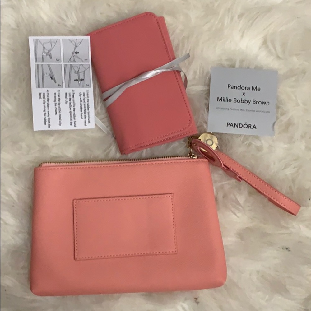 PANDORA BNWT case and wristlet + charm holder case